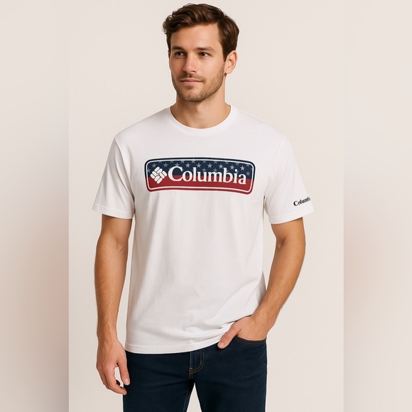 Columbia Other - Columbia Men’s Large American Flag Logo Tee – White – NWT